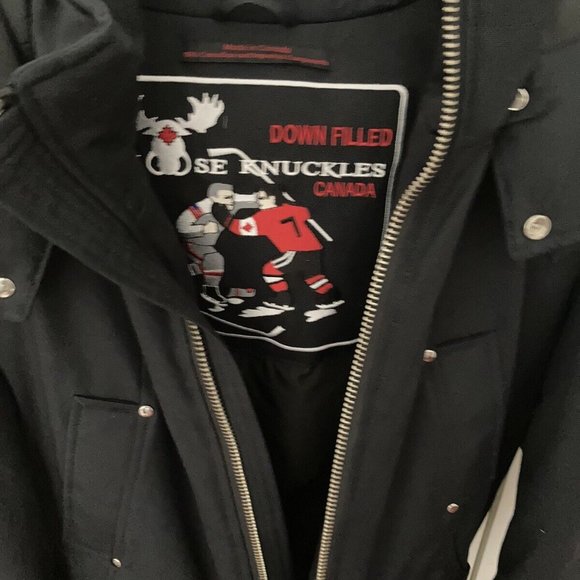 Moose Knuckles Balistic Down Bomber Jacket Men’s Medium Navy - Picture 3 of 5